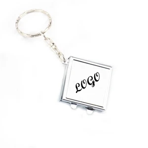 Portable Mini Makeup Heart Square Round Mirror Key Pendant
