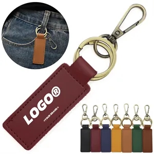 Custom PU Leather Keychain With Clip Ring For Car Gifts