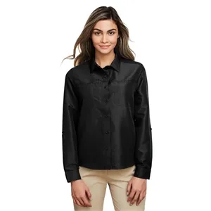 Harriton Women's Key West Long Sleeve Performance Staff S...