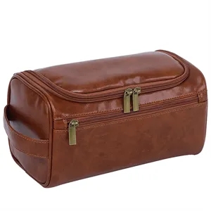 PU Leather Portable Makeup Bag with Hook for Man
