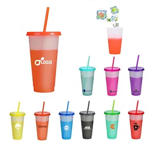 24Oz Color Changing Cup With Lid and Straw