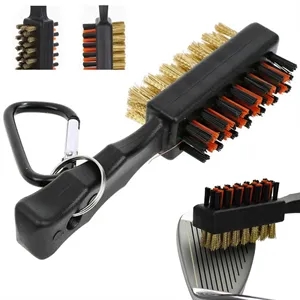 Custom Logo Dual-Sided Golf Club Brush with Carabiner Clip