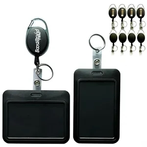 Custom Logo Retractable Hard Plastic ID Badge Holder with Lanyard