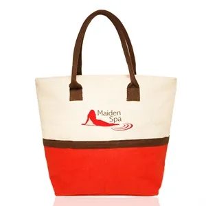 Two-Tone Jute Beach Tote Bags