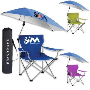 Custom Logo Portable Folding Seats Chair With Carrying Bag And Umbrella