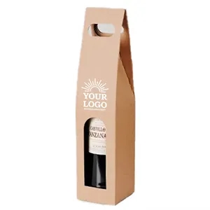 Kraft Paper Wine Box with Window Foldable Carrier Bag