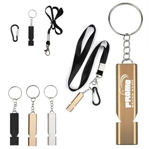 Dual-Tube Emergency Whistle with Lanyard & Carabiner