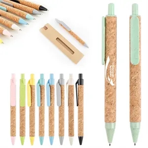 Eco-Friendly Cork & Wheat Straw Ballpoint Pen for Promotions