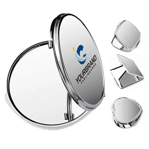 Simple Blank Makeup Mirror Love Square Round Stainless Steel