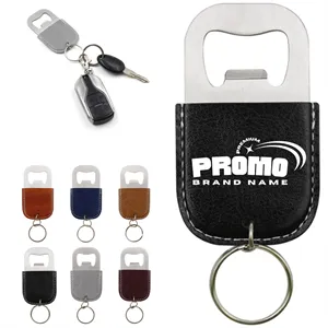 Leather Keychain Bottle Opener with Stainless Steel