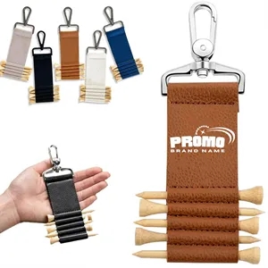 Leather Golf Tee Holder with Carabiner Clip