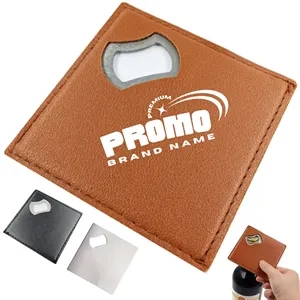 Leather Coaster with Built-in Bottle Opener