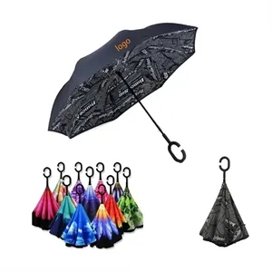 Custom Logo C Handle Reverse Umbrella ( 49.21 " x 42.52 " x 31.50 ")