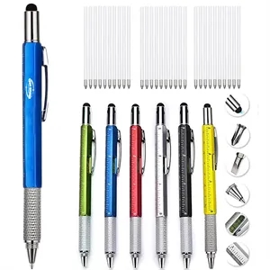 6 in 1 Multitool Tool Ballpoint Pen with Ruler Levelgauge