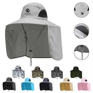 Custom Logo Large brim blocker hats outdoor fishing sun protection cap