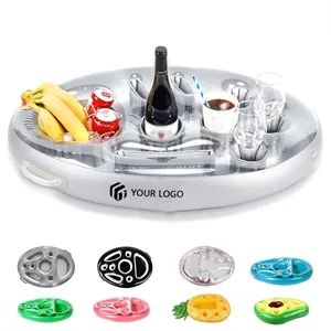 Custom Logo Large inflatable beach party snacks float pool drink holder