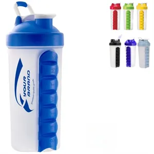 Custom Logo 24 Oz. Portable Protein Shaker Cup With Day Pill Organizer