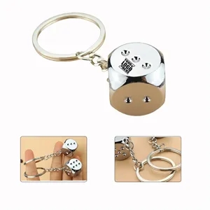 1" Stainless Steel Dice Commemorative Keychain