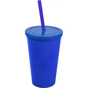 Custom Logo 22Oz. Straw-N-Lid Single Wall Tumbler