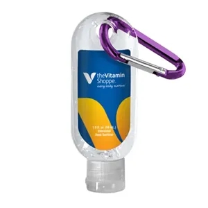 1.9 oz. Clear Sanitizer in Clear Bottle with Carabiner
