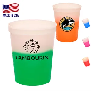 16 oz USA Made Two-Tone Color Changing Stadium Cups BPA Free
