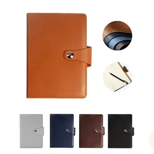 Custom Logo Premium A5 Business Notebook - Custom Logo & Faux Leather
