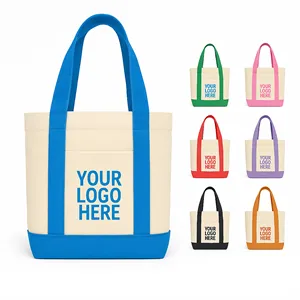 Natural Cotton Mini Tote Bag w/ Front Pocket