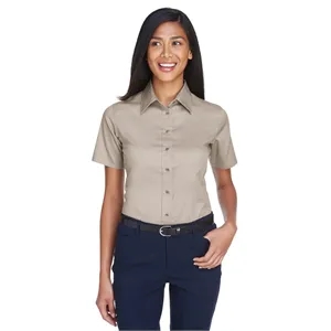 Harriton Women's Easy Blend™ Short Sleeve Twill Dress Shi...