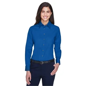 Harriton Women's Easy Blend™ Long Sleeve Twill Dress Shir...