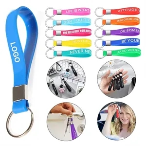 Debossed w/ Color Filled Silicone Wristband Keyring