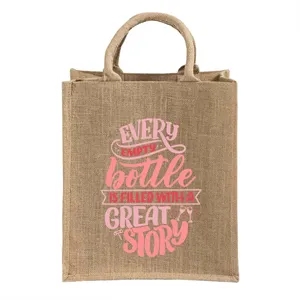 Vineyard 6-Bottle Jute Wine Tote Bag