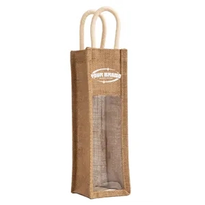 Custom 1 Bottle Burlap Wine Bag