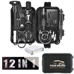 Emergency Survival Gear Kit W/ 12 Tools in Hard Case