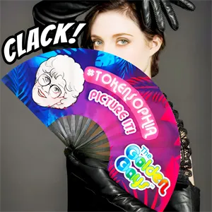 LOUD Clack Satin & Bamboo Hand Fan 13" x 25"