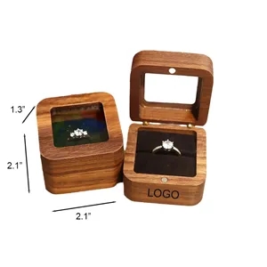 Elegant Wooden Ring Box with Glass Window
