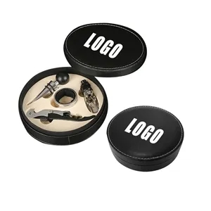 Business Round Leather Wine Opener Set