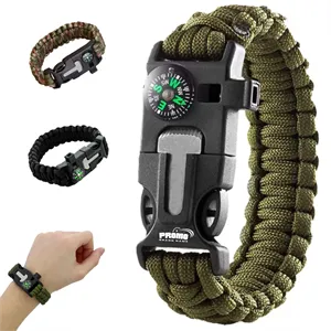 Multi Function Survival Bracelet with Compass & Fire Starter
