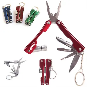 Compact Multi-Tool Keychain with LED Light and Pliers