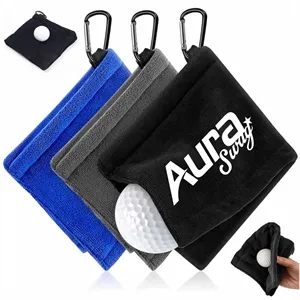 Custom Logo Golf Towel with Carabiner Clips