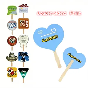 Custom Shaped Handheld Paper Fan with Wooden Handle