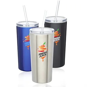 16 oz. Mira Stainless Steel Tumbler with Straw
