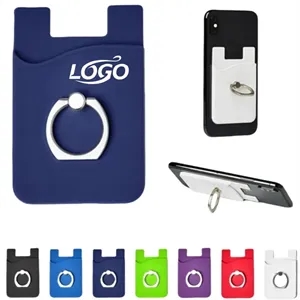 2 In 1 Custom Silicone Phone Wallet w/Ring Stand