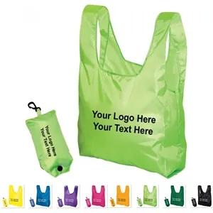 Custom Logo Reusable Folding Tote Bags In a Pouch