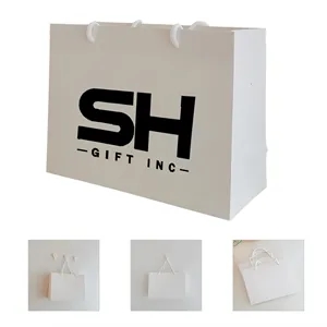 Custom White Paper Euro Tote Bag W/ Cotton Rope Handles