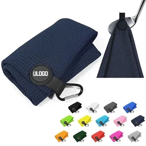 Magnetic Microfiber Waffle Golf Towels with Carabiner Clip