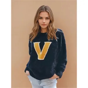Custom Lettermark Fuzzy Crew Sweater