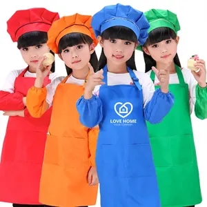 Apron for Kids w/ Pocket and Chef Hat Set