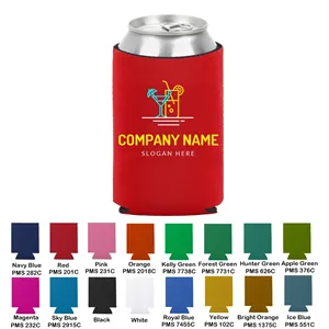 Custom Logo 12oz Collapsible Can Cooler, Foam/Neoprene, 3-Sided Imprint