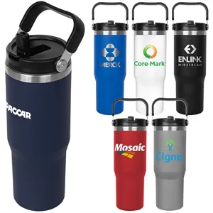 30oz. Stainless Steel Insulated Mug with Handle and Built-In