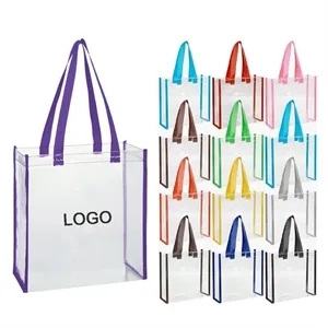 Clear PVC Plastic Tote Bag With Handle for Beach Picnic Stud